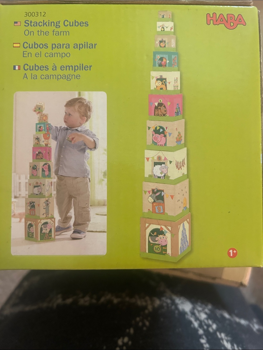 HABA Stacking Cubes - Multicolor Farm Building Set - Picture 2 of 4